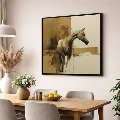 Umber Equine Grace horse breed wall art displayed in a dining room
