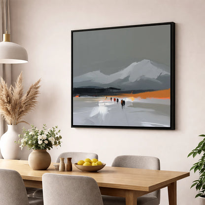 Ember Horizon Trek horse landscape wall art displayed in a dining room