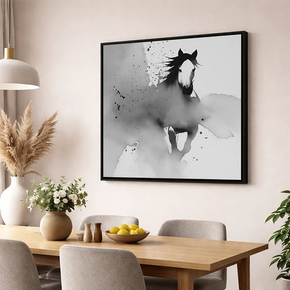 Emerging Spirit horse portrait wall art displayed in a dining room