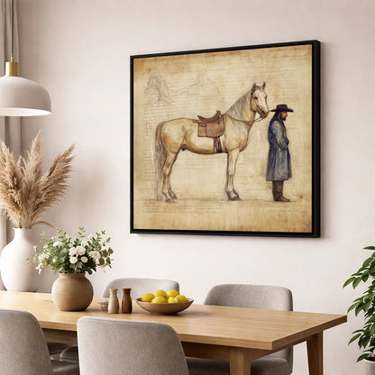 The Frontiersman's Companion western horse wall art displayed in a dining room