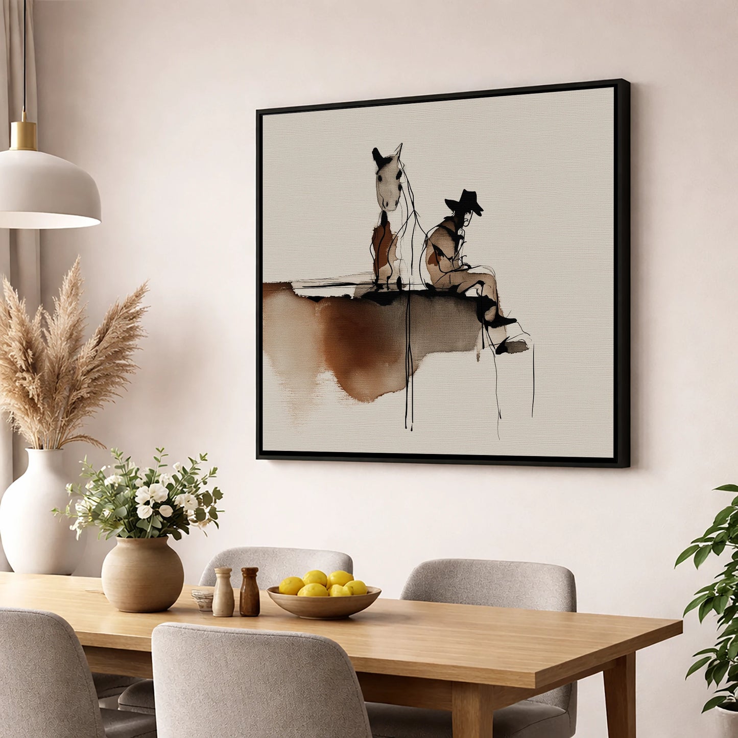 Resting on the Ridge western horse wall art displayed in a dining room