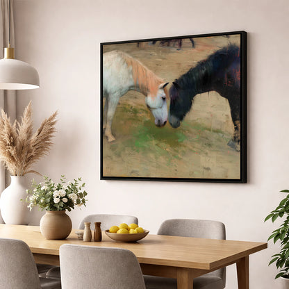 Gentle Connection horse portrait wall art displayed in a dining room