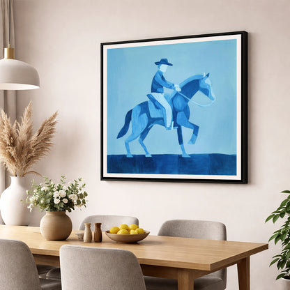 Azure Western Cadence western horse wall art displayed in a dining room