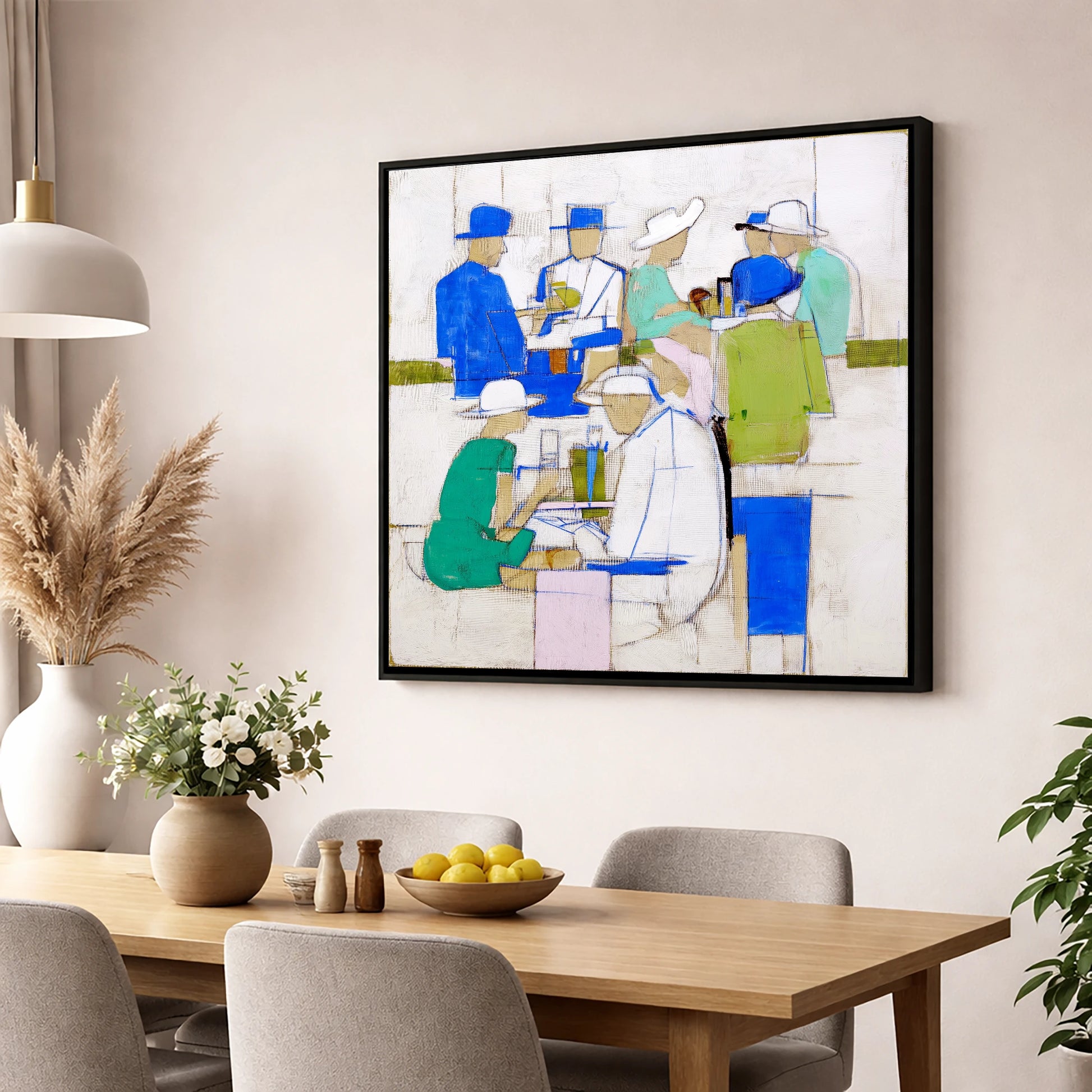 The Racing Crowd racing horse wall art displayed in a dining room