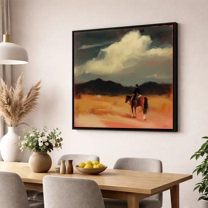 Distant Horizons western horse wall art displayed in a dining room