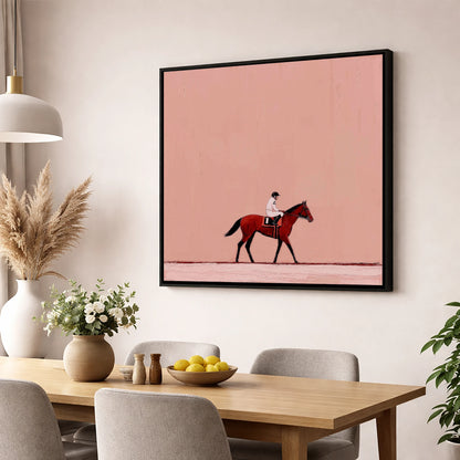 The Quiet Walk racing horse wall art displayed in a dining room