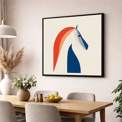 Modernist Equine Form horse breed wall art displayed in a dining room