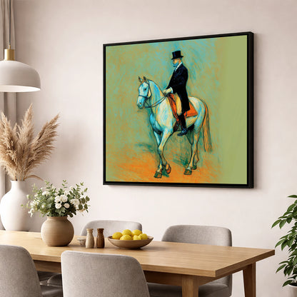The Classical Master dressage horse wall art displayed in a dining room