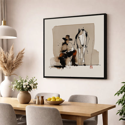 Quiet Western Companions western horse wall art displayed in a dining room