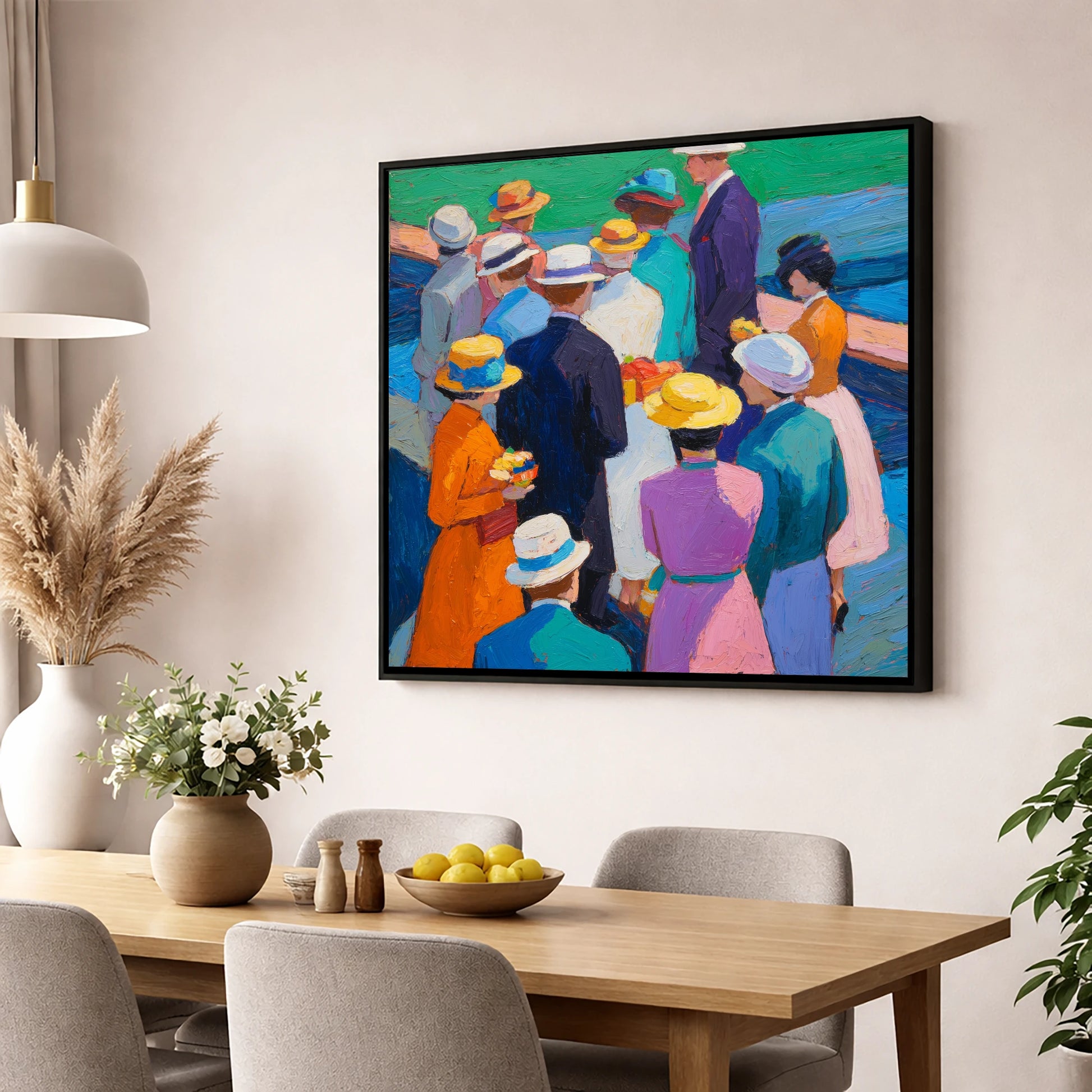 Colours of the Enclosure racing horse wall art displayed in a dining room