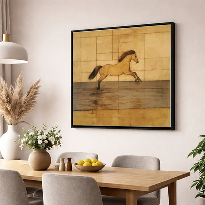 Classical Canter Study horse portrait wall art displayed in a dining room