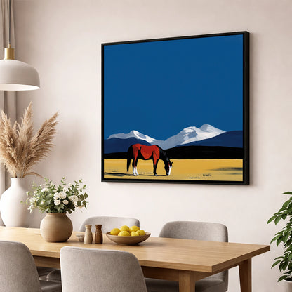 High Country Solitude horse landscape wall art displayed in a dining room