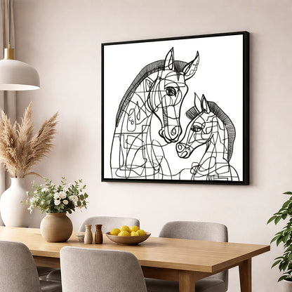 Structured Bond mare & foal wall art displayed in a dining room