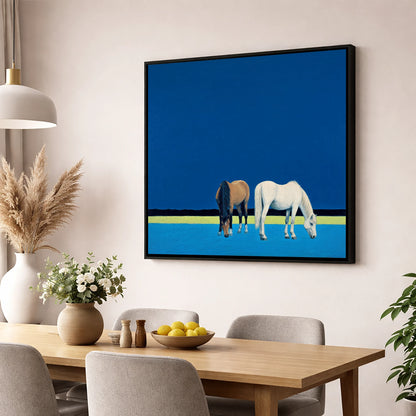 Cobalt Pastures horse landscape wall art displayed in a dining room