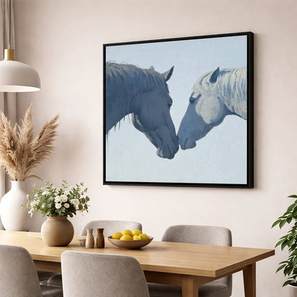 Gentle Connection horse portrait wall art displayed in a dining room