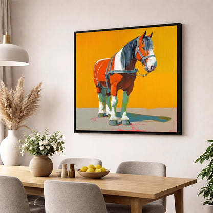 Vibrant Heavy Horse horse breed wall art displayed in a dining room