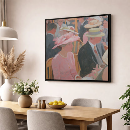 Summer Meet Elegance racing horse wall art displayed in a dining room