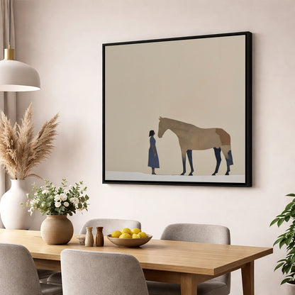 Silent Conversation horse & rider wall art displayed in a dining room