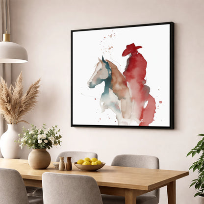 Crimson Western Spirit western horse wall art displayed in a dining room