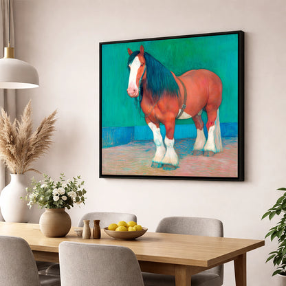 Vibrant Heavy Horse horse breed wall art displayed in a dining room