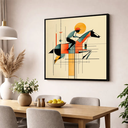 Precision at Pace racing horse wall art displayed in a dining room