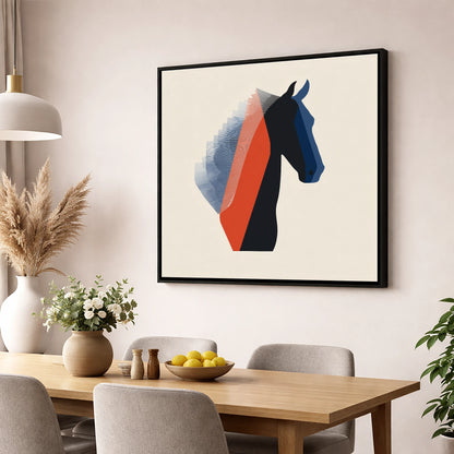 Graphic Equine Profile horse breed wall art displayed in a dining room