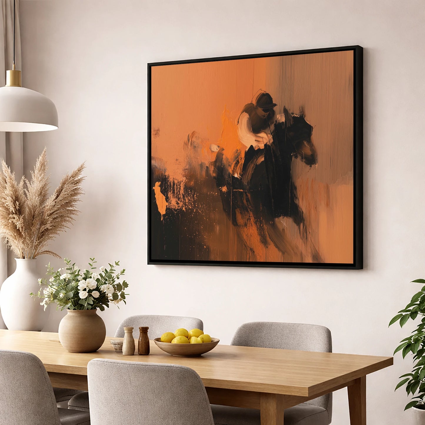 Amber Stride racing horse wall art displayed in a dining room
