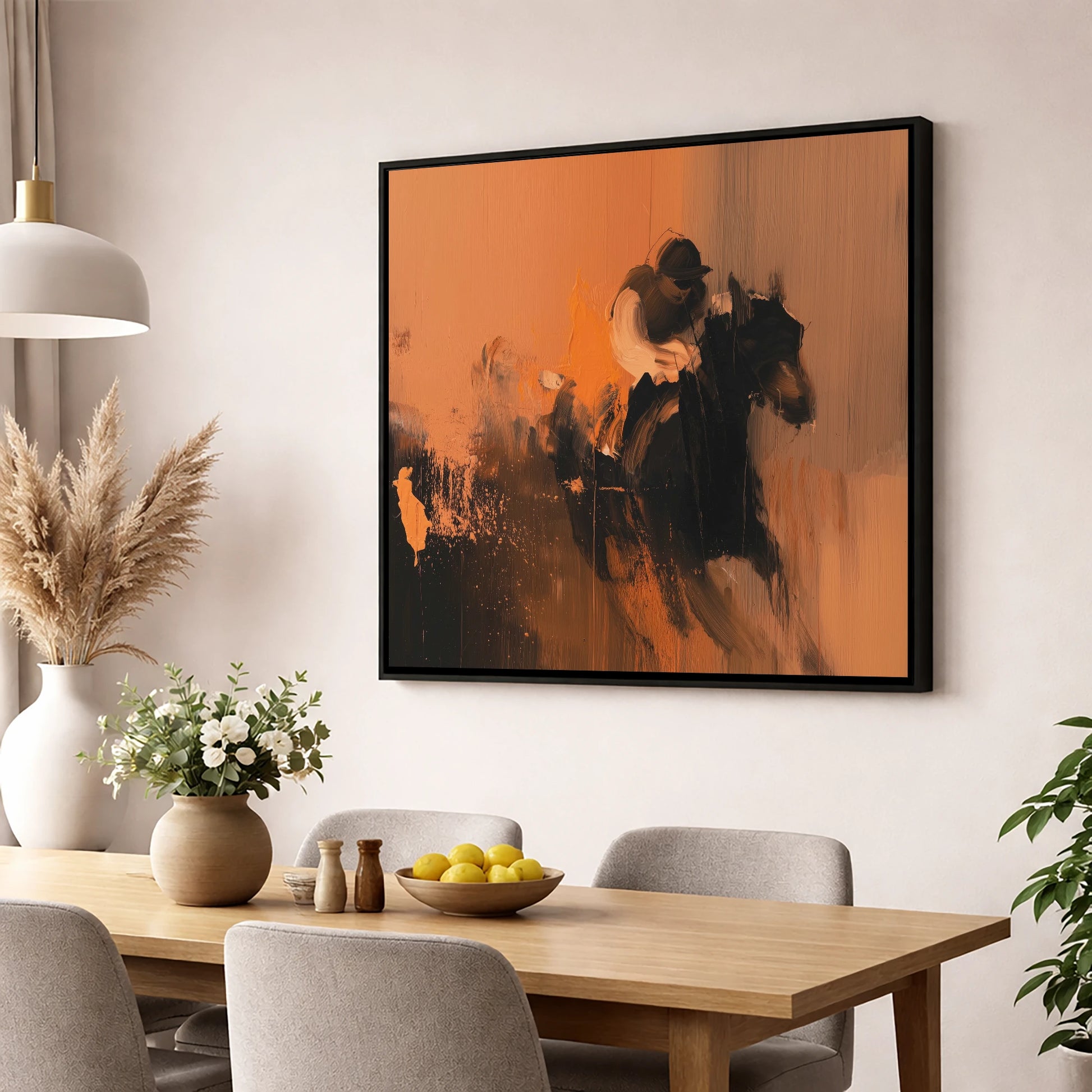 Amber Stride racing horse wall art displayed in a dining room