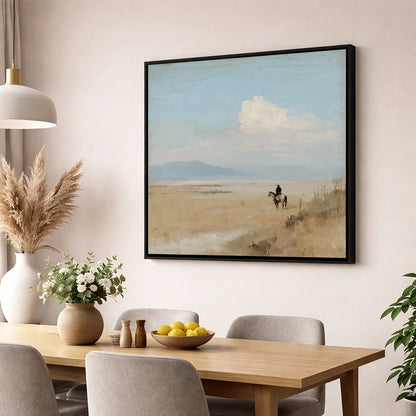 Distant Horizons horse landscape wall art displayed in a dining room