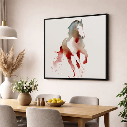 Visceral Dressage Form dressage horse wall art displayed in a dining room
