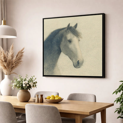 Vintage Slate Equine Profile horse breed wall art displayed in a dining room