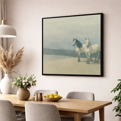 Slate Blue Companions horse landscape wall art displayed in a dining room