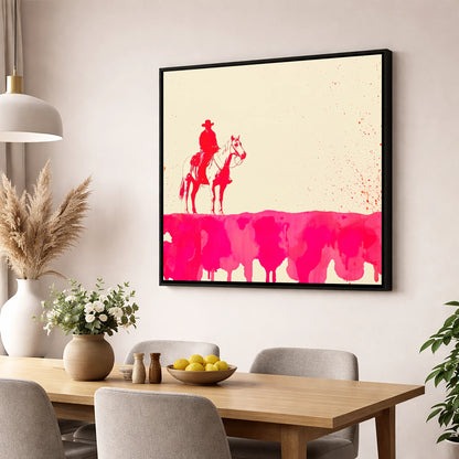 Crimson Frontier western horse wall art displayed in a dining room