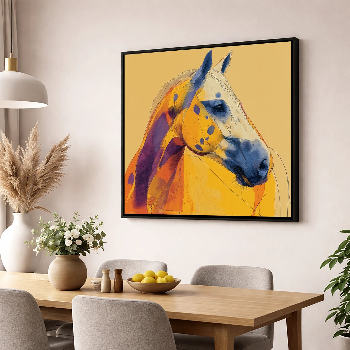 Radiant Appaloosa Profile horse breed wall art displayed in a dining room