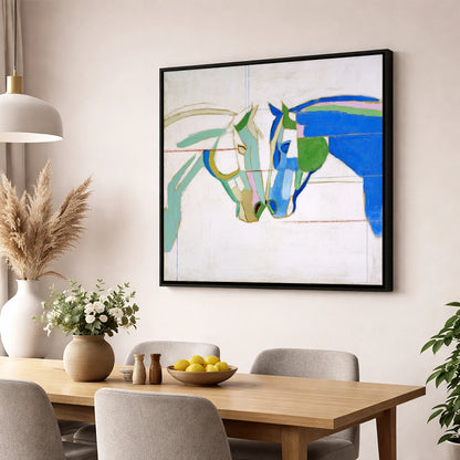 Architectural Harmony horse portrait wall art displayed in a dining room