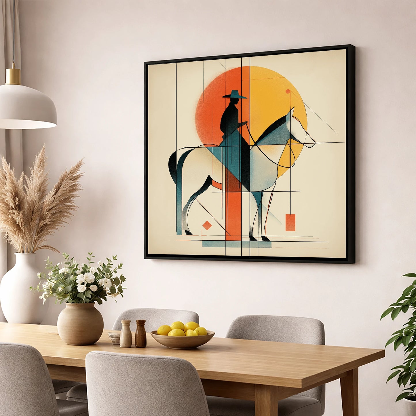 Structured Western Horizon western horse wall art displayed in a dining room