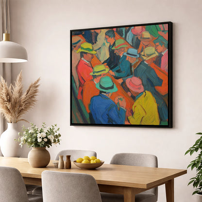 Trackside Anticipation racing horse wall art displayed in a dining room