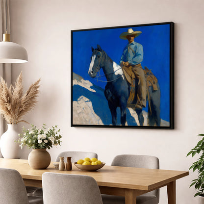 Under the Cobalt Sky western horse wall art displayed in a dining room