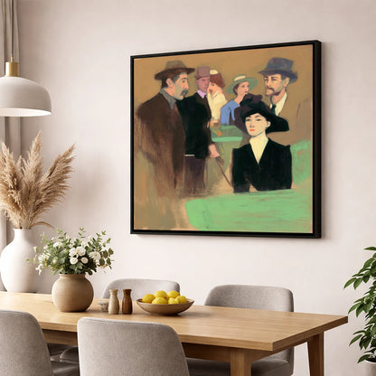 The Racing Crowd racing horse wall art displayed in a dining room