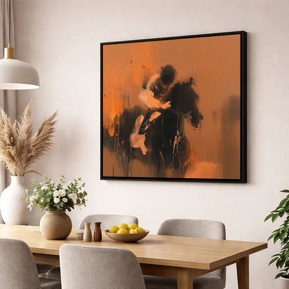Through the Amber Dust racing horse wall art displayed in a dining room
