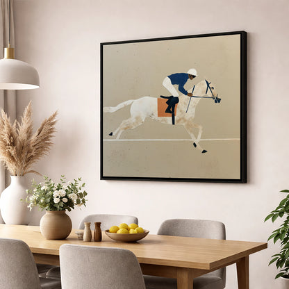 The Final Stride racing horse wall art displayed in a dining room