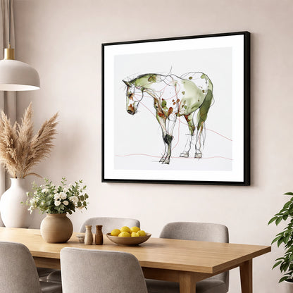 Earthy Appaloosa Contour horse breed wall art displayed in a dining room