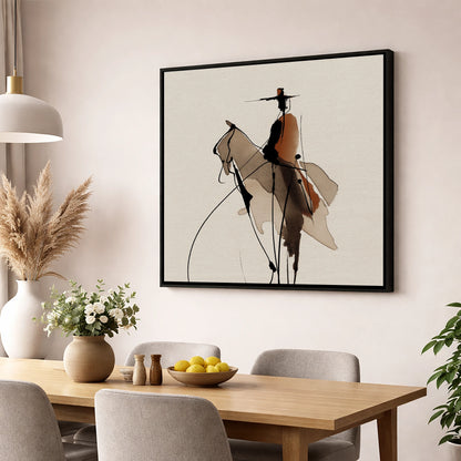 Vaquero Silhouette western horse wall art displayed in a dining room