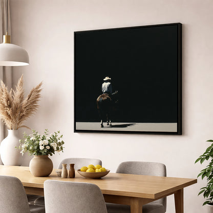 Into the Shadows western horse wall art displayed in a dining room