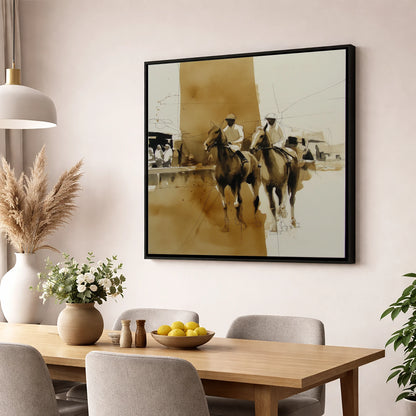 Parade Ring Anticipation racing horse wall art displayed in a dining room