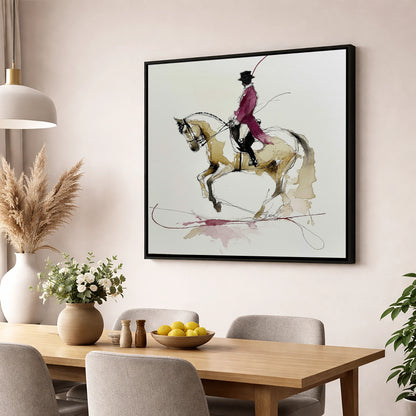 Poise and Passage dressage horse wall art displayed in a dining room