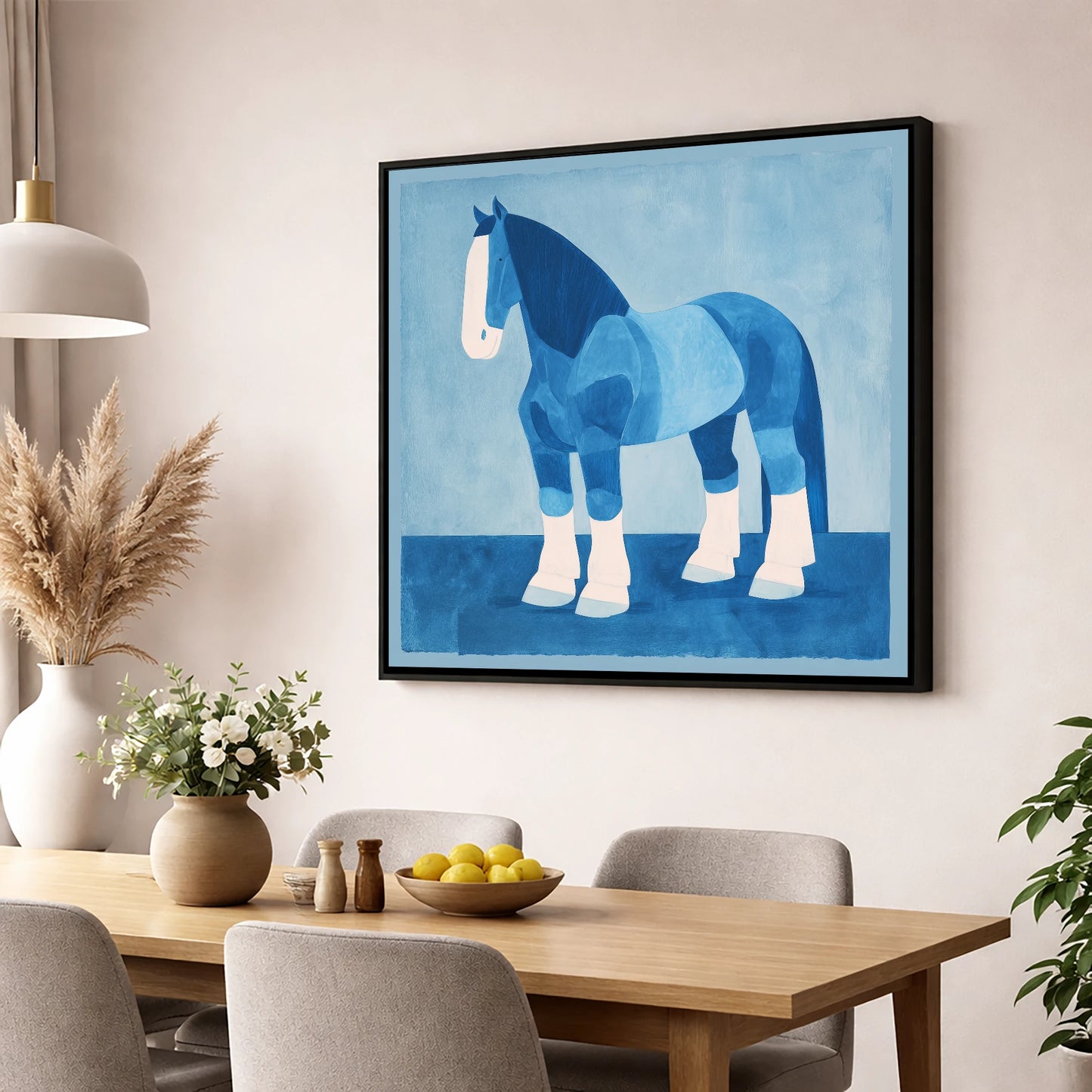 Cobalt Heavy Horse horse breed wall art displayed in a dining room