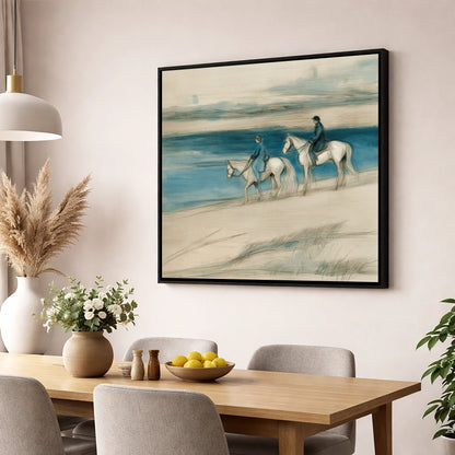 Tide Line Companions beach horse wall art displayed in a dining room