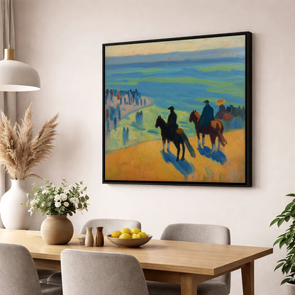 Coastal Vantage Point horse landscape wall art displayed in a dining room