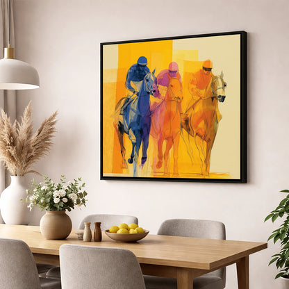 The Colour of Speed racing horse wall art displayed in a dining room